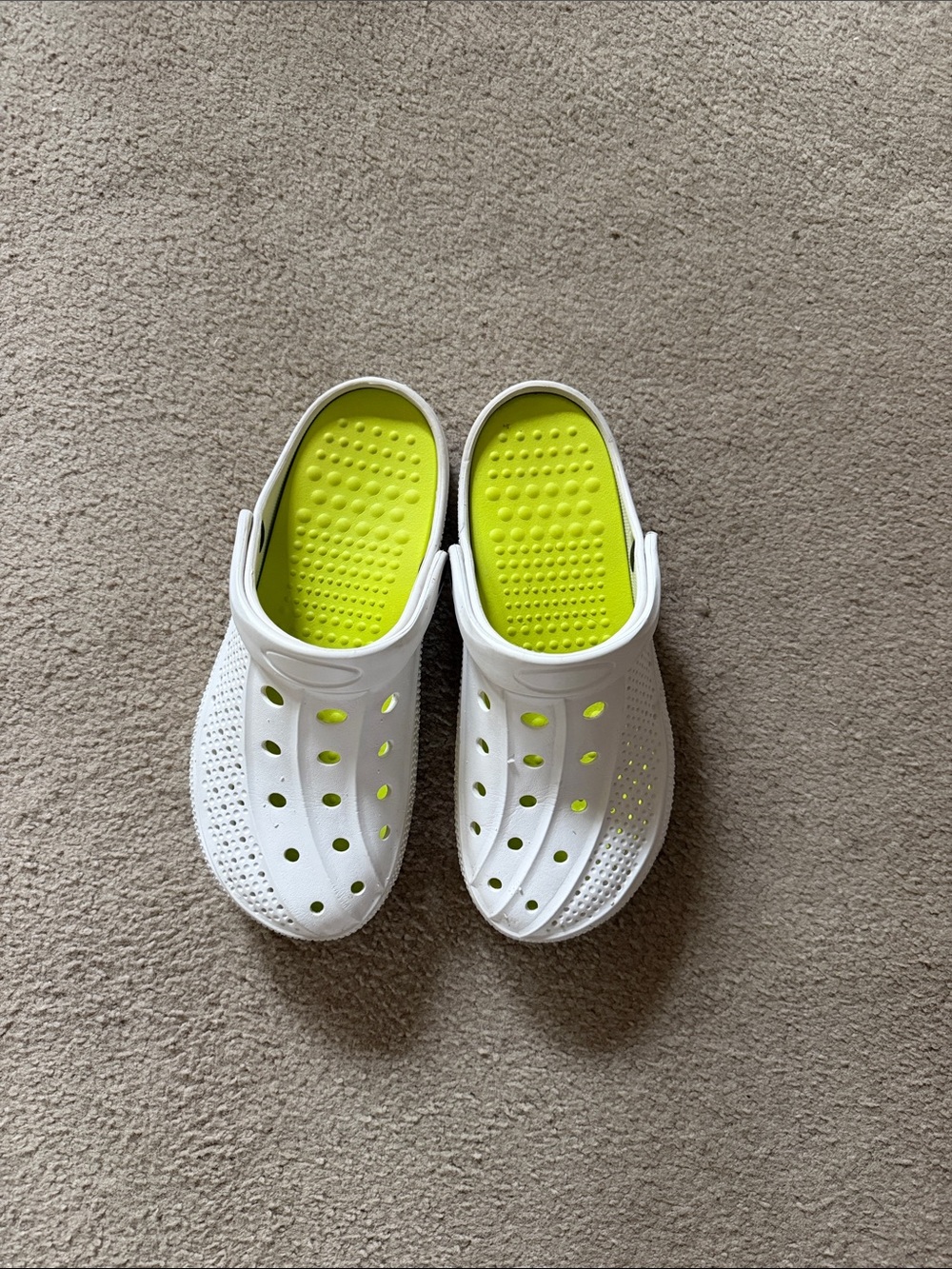 Women White Slip-On Clog with Neon Yellow Insole orthopedic